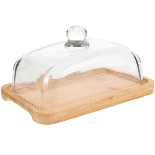Dish with Lid Cheese Holder Picnics Rectangular Shape Wood 1Pcs 2