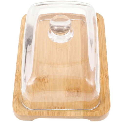 Dish with Lid Cheese Holder Picnics Rectangular Shape Wood 1Pcs 1