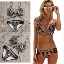 Women Bathing Suits Bikini Set Stylish Design Pool Party Polyester Size L 1Set