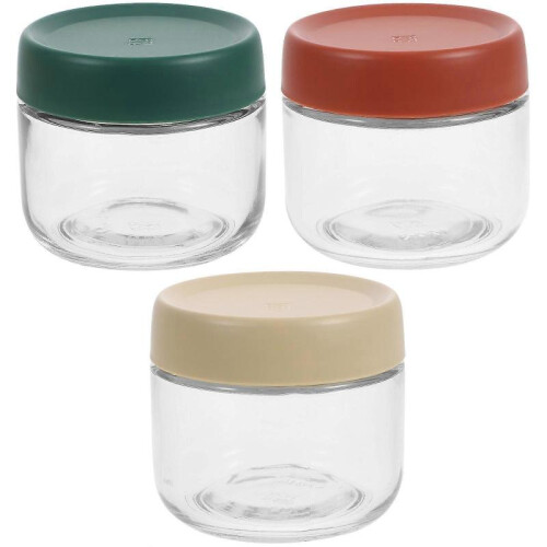 Glass Jars Round Storage Jars Stackable for Kitchen Use 280ml 3Set 1