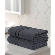 (Charcoal Grey) 2 x Large Jumbo Bath Sheet Towel Set (75 x 140 cm-500GSM) Pure Egyptian Cotton 600 GSM
