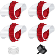 (As show, One size) Chicken Feeder, Automatic Hen Feeder, 4 Ports DIY Poultry Feeder Gravity Kit for Buckets Barrels Bins