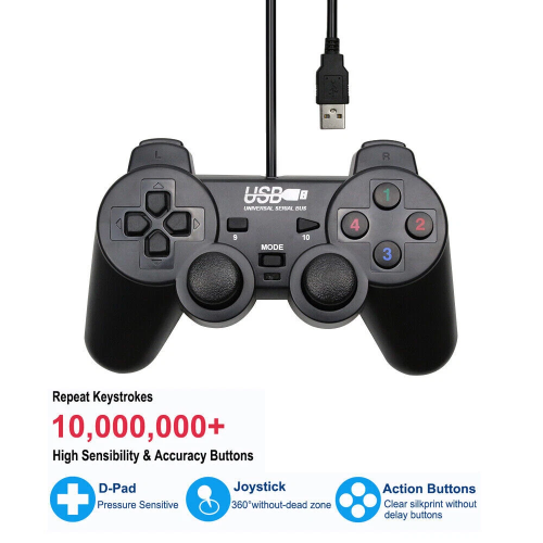 USB Wired Game Controller Gamepad Joystick Joypad Laptop PC Computer