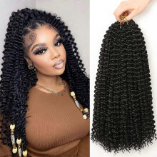(As show, One size) Hair, 7 Packs 46cm Water18inch1#Wave Crochet Tresses for Long Bohemian Hair Tresse Cheveux Passion Twist Tressage Cheveux Extensions de cheveux syntht