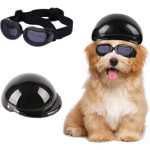 (As show, One size) 2 pices : Ensemble casque + lunettes casque et lunettes pour animaux de compagnie casque de moto et lunettes de soleil pour petit chien casque pour an