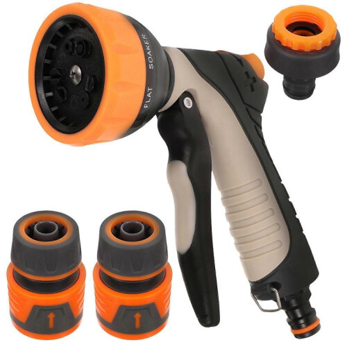 Spray Nozzle for Hose Adjustable Water Flow 18.5x15cm Orange TPR Material 1Set 1