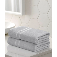 (Silver) 2 x Large Jumbo Bath Sheet Towel Set (75 x 140 cm-500GSM) Pure Egyptian Cotton 600 GSM