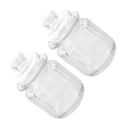 Kitchen Food Storage Container Transparent Round Shape Grain Canister for Home Users 7.5*12.5CM Moisture-Proof 2Set 1