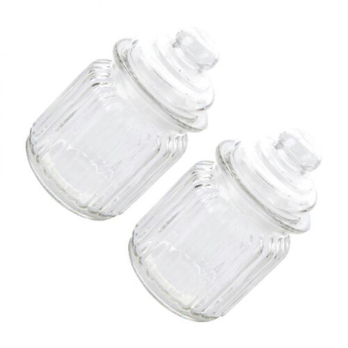 Kitchen Food Storage Container Transparent Round Shape Grain Canister for Home Users 7.5*12.5CM Moisture-Proof 2Set 2