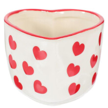 Ceramic Candle Holders Heart Shaped Home Decoration 9.50X9.50X7.50CM Safety Red Color 1Pack