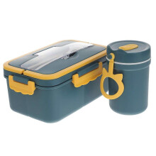 Picnic Lunch Container Heat Preservation School Blue 1500ml 1Set