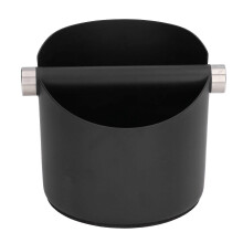 (As show, One size) Coffee Grounds Bucket Stainless Steel Rubber Coffee Dump Bin for Home Restaurants BarsBlack Small (FC042)