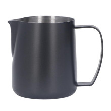 (As show, One size) Milk Frothing Pitcher Thickened Stainless Steel Tip Mouth Milk Frother Cup Milk Steaming Pitcher 450ml Black