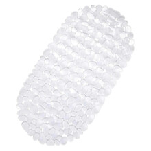 (As show, One size) Bathroom Shower Mat Pebbles Bath Tub Non Slip Safety Mat with Rubber Suction Cup(White)