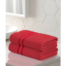(Red) 2 x Large Jumbo Bath Sheet Towel Set (75 x 140 cm-500GSM) Pure Egyptian Cotton 600 GSM