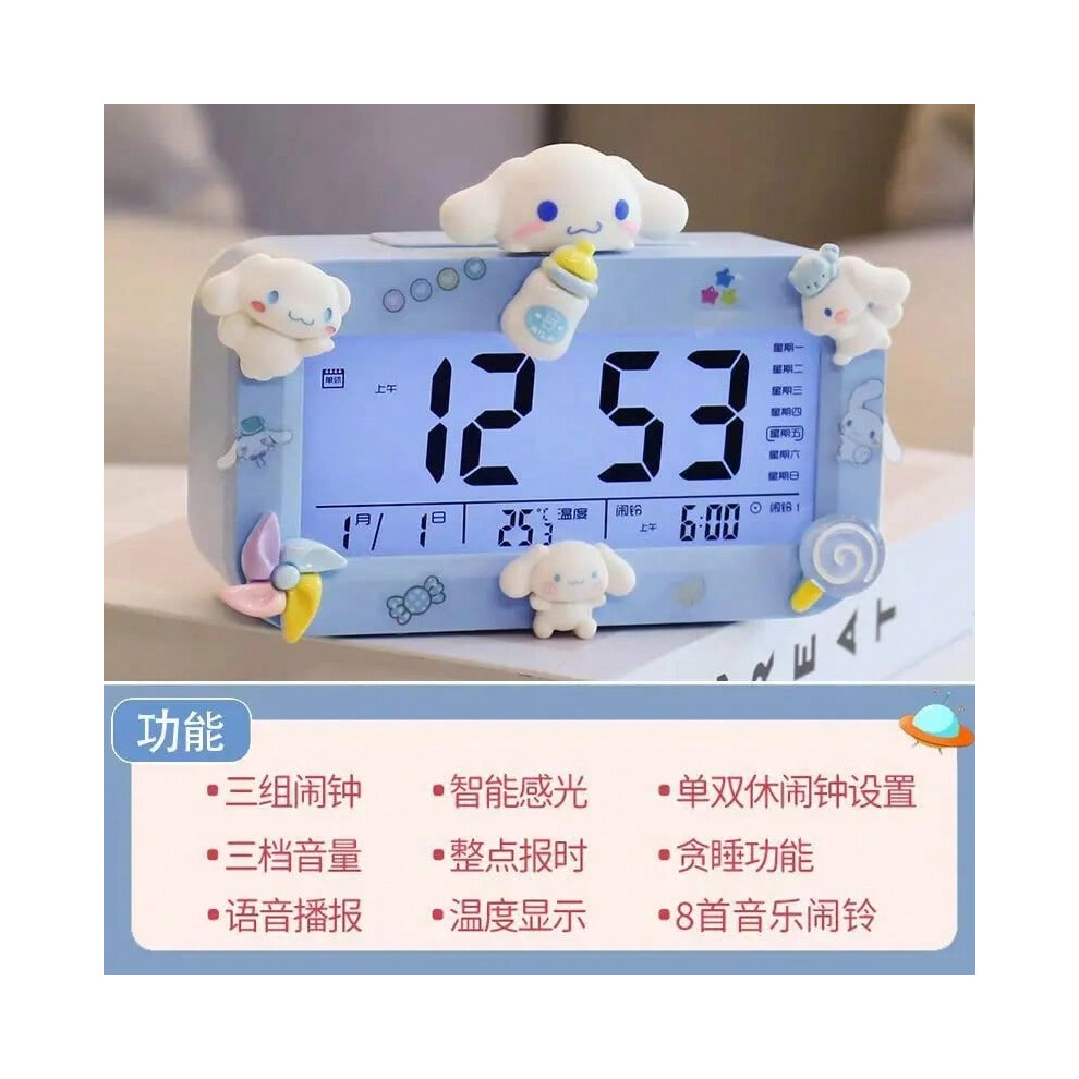 (H) Sanrio Kuromi Electronic Alarm Clock Cartoon Sweet Light Blue Desktop Charging Student Clock Home Cute New Style Child Girl Cut-image-OPC-PHNF6RM-NEW
