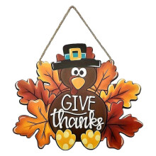 (As show, One size) Thanksgiving Turkey Door Sign Decor, Wooden Wreath for Front Door Hanger, Yard Farmhouse Home , Thankful Wreath Rustic Autumn Harvest Thanksgiving Pa