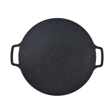 (As show, One size) Korean BBQ Grill Pan Iron Nonstick Heat Resistant Round Grilling Tray for Pork Belly Pancakes 30cm/11.81in