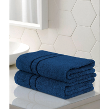 (Navy) 2 x Large Jumbo Bath Sheet Towel Set (75 x 140 cm-500GSM) Pure Egyptian Cotton 600 GSM
