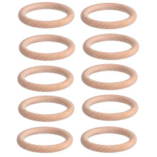 (As show, One size) 10pcs Wooden Rings Unfinished DIY Natural Wood Circles for Craft Jewelry Making Baby Teething6cm