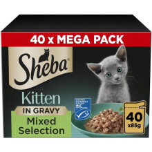 40x85g Sheba Sauce Collection Cat Food Pouch for Kitten Mixed Selection in Gravy