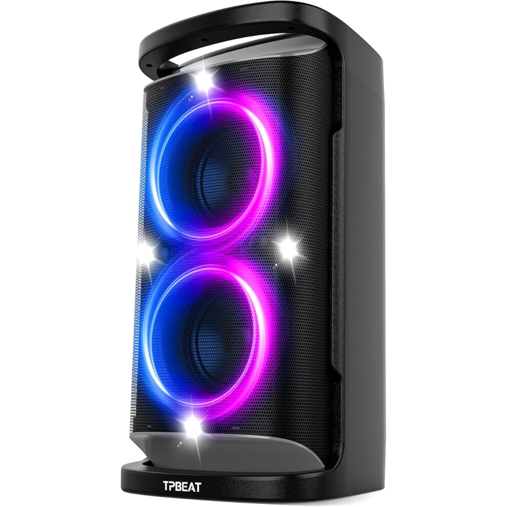 Portable Bluetooth Party Speaker, 160W Peak Powerful Loud Sound Deep Bass Wireless Speaker Large Subwoofer Fast Charging With Led Show Light 765142663062