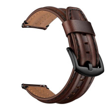 (Style D Huami Amazfit Watch, Dark brown) 20mm Double Keel Genuine Leather Wrist Strap Watch Band for Huami Amazfit GTR 42mm