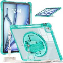 (Light Green, Multicolor) For iPad Air 13 (2024) / iPad Pro 12.9 (2022) / (2021) / (2020) / (2018) Kickstand Case PC+TPU+Acryl