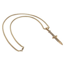 (As show, One size) Men Knife Pendant Necklace Fashionable Male Jewelry Necklace Gift Clothes AccessoryGold
