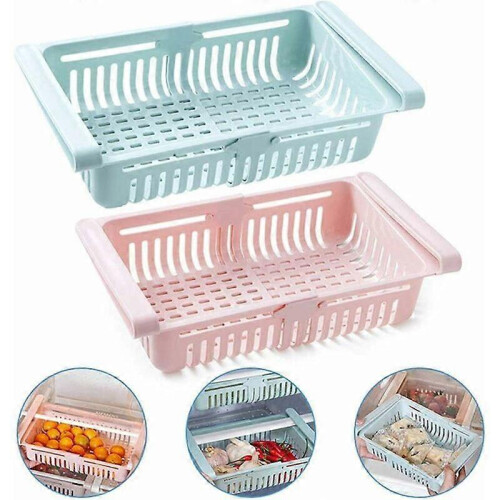 (As show, One size) 2-Pack Retractable Refrigerator Drawer Organizers 2