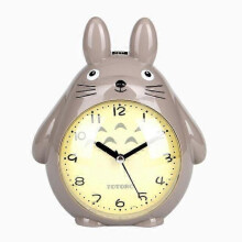 Alarm Clock with Growing Alarm for Bedroom, Cartoon Alarm Clock Totoro Alarm Clock Night Light, Desk Clock for Students and Children (Gray)