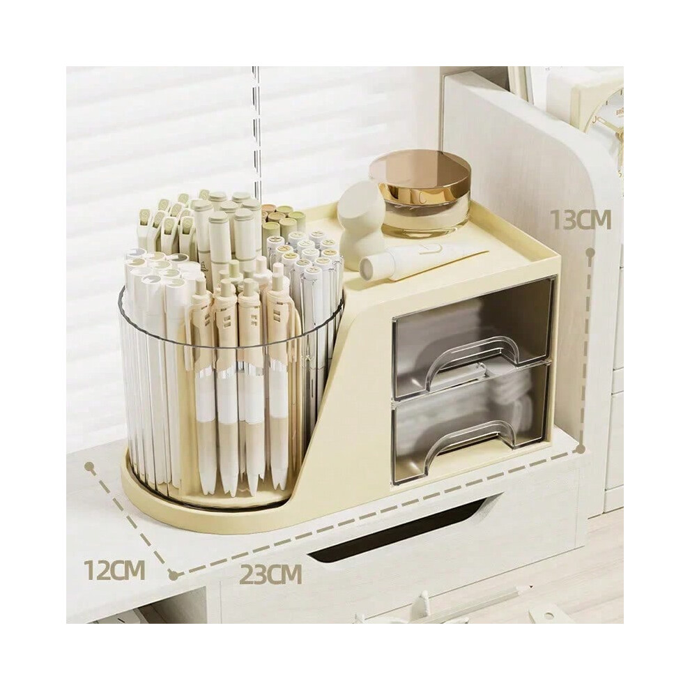 (Yellow) 360 Degree Rotating Organizers Multi Function Pen Holder Desk Organizer Office Stationery Storage Accessories School Supplies-image-OPC-PHNFBSS-NEW