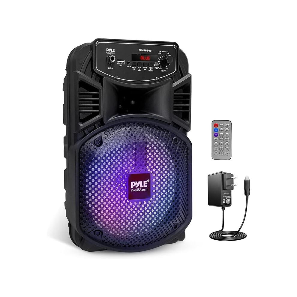 Pyle Wireless Bluetooth Party Speaker, Pa Speaker System-300W Rechargeable Outdoor, Portable System W/ 8 Subwoofer 1 Tweeter, Loudspeaker W/Lights
