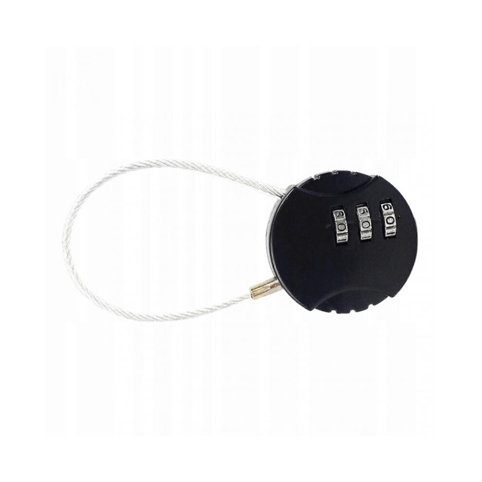Combination Padlock with Cable Variable Code Suitcase 3-digit Black
