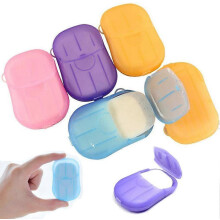 (As show, One size) 12x Boxen (240 Bltter) Seifenbltter Reisen Tragbare Papier mit Kunststoffbox Mini Reisen Tragbare Papier-Seife Seifescheiben Seifenbltter Einweg-Seife