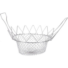 (As show, One size) Duokon Starkes und langlebiges faltbares Edelstahl-Frittierkorb-Kochsieb fr Pommes Frites Kartoffelfritteuse Frittiertes Kchenkochwerkzeug