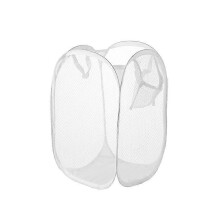 (As show, One size) Mesh Pop up Laundry Hamper, Portable Foldable Clothes Hamper for Kids Room, College Dorm or Travel, Collapsible for Storage, White