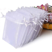 (As show, One size) 100PCS Premium Sheer Organza Bags, White Wedding Favor Bags with Drawstring, 4x4.72 Jewelry Gift Bags for Party, Jewelry, Festival, Bathroom Soaps, Ma