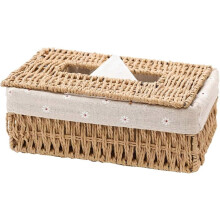 (As show, One size) Nordic Style Tissue Dispenser Handmade Bamboo Weaving Tissue Box, Tissue Box for Home Hotel Office Car Bathroom