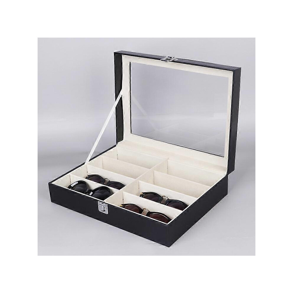 Furtalk (As Show, One Size) Leather 12 Piece Eyeglasses Storage And Sunglass Glasses Display Drawer Lockable Case Organizer,Black,Aw-023