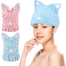 2 Pcs Drying Hair Hats for Women Quick-Drying Bath Cap Microfiber Hair Wrap Towel