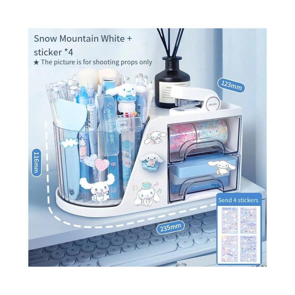 (A-3) Sanrio New Cinnamoroll Cute Rotating Pen Holder with Drawer Student Multifunctional Desktop Stationery Storage Tank Removable-image-OPC-PHNFDQ9-NEW