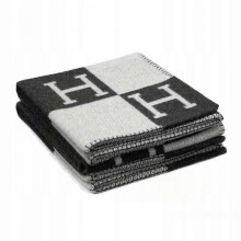 Cashmere Checked Blanket for Sofa, Shawl, Black, 130x160cm
