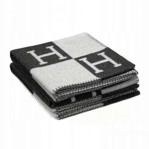 Cashmere Checked Blanket for Sofa, Shawl, Black, 130x160cm