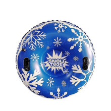 (As show, One size) Blue Inflatable Ski Tube for Adults, PVC Snowflake Ski Tire, Winter Outdoor Toy