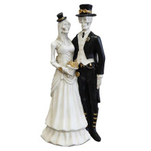 (As show, One size) Horror Skeleton Statue Bride and Groom Couple Skeleton Ornaments for Halloween Party Decorations