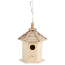 (As show, One size) Gardening Wooden Hanging Birdhouse Outdoor Bird Warm Breeding Box Cage for Budgerigar Myna