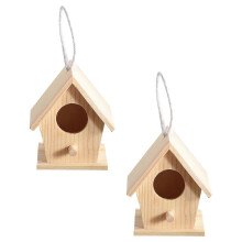 (As show, One size) 2PCS Wooden Bird House Hanging Nesting Box for Outdoor Garden Patio Decorative Accessories