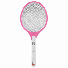 (As show, One size) Electronic Mosquito Bat Tennis Racket Battery Powered Fly Killer (US Plug 110-240V) (Rose Red)
