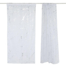 (As show, One size) European Style Marbling Tulle Rod-Pocket Window Curtain Bedroom Balcony Curtain (Silver)